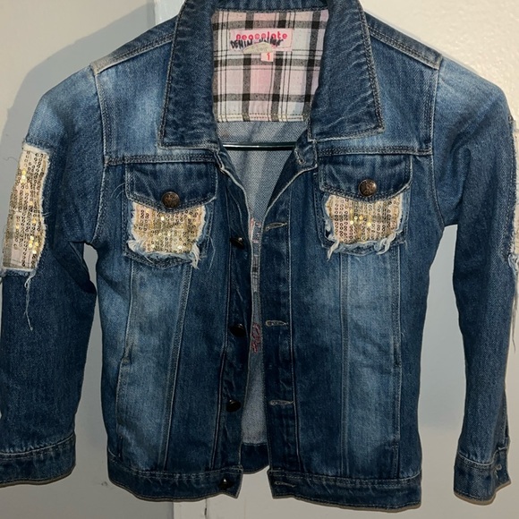 Super Cute Stylish Distressed Denim Jacket Size 10 - Picture 3 of 5